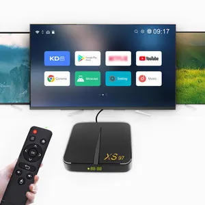 Kotak tv Android 11, gambar logo cetak XS97 4 + 32 Mali-G31 MP2 BT 5.2 dengan remote control