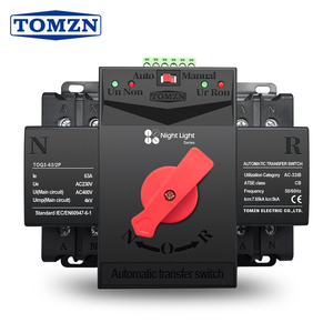 Interruptor de Transferencia Automática (ATS) de Doble Potencia Tipo MCB Serie TOMZN Night Light 2P 63A 125A 220V 230V 50/60Hz 2 Entradas/2 Salidas o 2 Entradas/1 Salida - Product Image 1