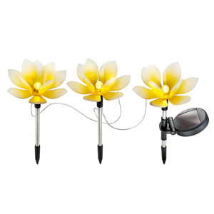 Lampu dekorasi taman tenaga surya berdiri 3 buah, patung pasak Lotus led lampu dekorasi taman - Product Image 2