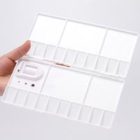 Palette de peinture pliable Art Kreation PP25 en plastique blanc rectangulaire avec 25 compartiments et plateau à peinture 20,2x9,8cm