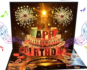 Tarjeta Musical Colorida 3D Pop-up Iluminada, Tallada a Mano, de Papel, para Cumpleaños - Product Image 4