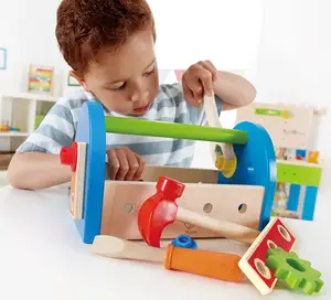Детский деревянный набор инструментов, обучающая игрушка с ящиком для инструментов, развивающие строительные игрушки, подарок для детей 3 + лет