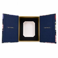 Boîte cadeau cosmétique réutilisable à double porte, motif floral marine, impression offset, dorure à chaud, emballage en papier pliable, insert en papier personnalisé