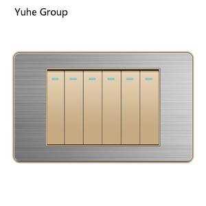 Interruptor de pared universal con acabado cepillado de aluminio, adecuado para interruptores de pared eléctricos estándar de hoteles familiares. - Product Image 6