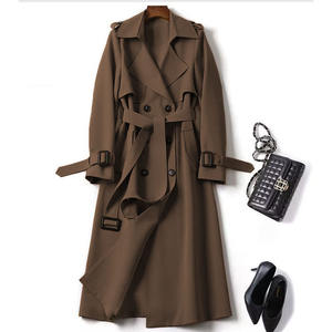 Manteau trench pour femme de style britannique, mi-long, ceinture, couleur unie, tendance - Product Image 5