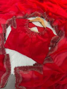 Bollywood nueva tendencia hermosa fantasía Zarkhan diamante trabajo SareeSequins diseño Saree - Product Image 6