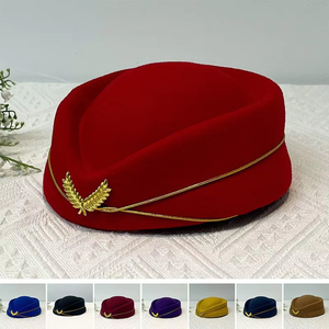 Gorra <span class=keywords><strong>de</strong></span> Azafata, Boina Clásica, Etiqueta Profesional, Adecuada para Actuaciones en el Avión, Ocasiones Formales, Uso en Combinación con Trajes, Venta al Por Mayor - Product Image 1