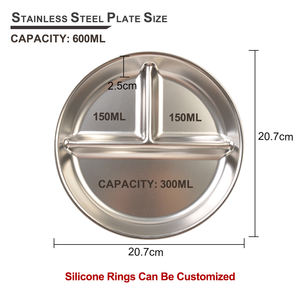 Compartimiento de cena de bebé para niños de silicona de acero inoxidable 304, platos y platos divididos con succión para <span class=keywords><strong>Cocina</strong></span> - Product Image 3