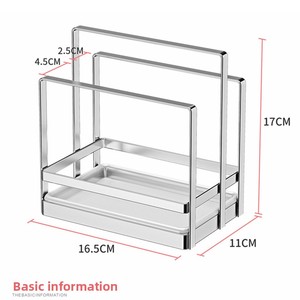 Kitchen Towel Rack Standing Type Double Tier Stainless Steel <b>Waterproof</b> Modern Style Storage Rack - Product Image 5