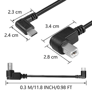Câble d'imprimante USB B vers USB C à angle droit avec perles de ferrite, gaine en PVC et blindage tressé USB 2.0 pour imprimante, scanner MIDI - Product Image 3