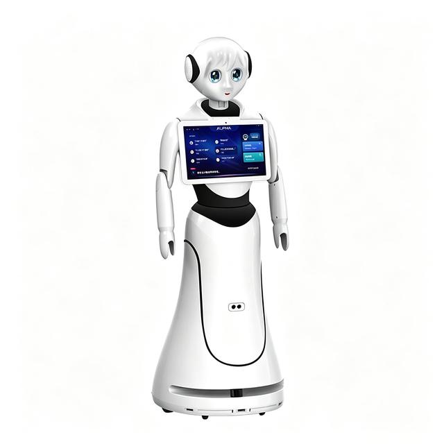 Alice AI Humanoid Reception Guide Robot 13.3 Inch Touch Screen Multi Language Voice Support OEM