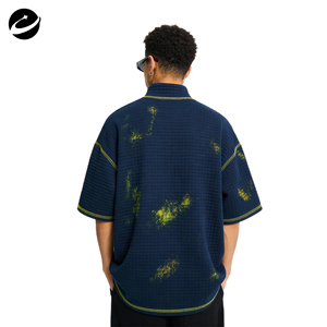 T-Shirt Originale XUCHANG Personalizzata OEM con Cuciture a Contrasto, 100% <span class=keywords><strong>Cotone</strong></span>, Oversize, Stile Baggy, Stampa, <span class=keywords><strong>Maglia</strong></span> a Nido d'Ape Spessa per <span class=keywords><strong>Uomo</strong></span> - Product Image 2