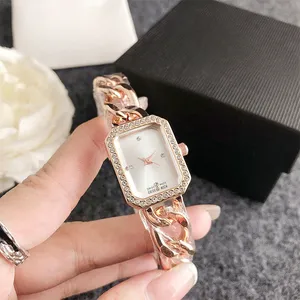 热销奢华独特方形小表盘钻石手链链带简约礼品时尚女式石英合金手表