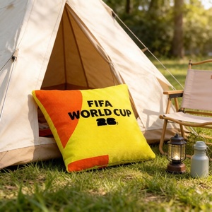 Coussin carré Coupe du Monde <span class=keywords><strong>FIFA</strong></span> 2026, bicolore rouge et jaune, simple face, pour camping en extérieur, pique-nique, zone des supporters - Product Image 5