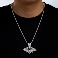 2024 nouvelle vente chaude Style Punk Halloween bijoux 3mm en acier inoxydable corde chaîne Hip Hop alliage chauve-souris crâne pendentif collier