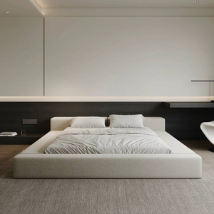 Letto Matrimoniale Tatami Moderno e Semplice Personalizzabile con Struttura in Legno e Rivestimento in Tessuto, Letto <span class=keywords><strong>King</strong></span>-<span class=keywords><strong>Size</strong></span> per Camera da Letto di Hotel e Villa - Product Image 2