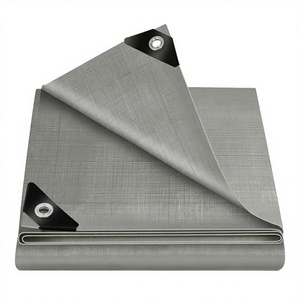 Lona impermeable de PE para playa, tipo extendido, con ojales, toldo portátil para protección solar, color plateado - Product Image 2