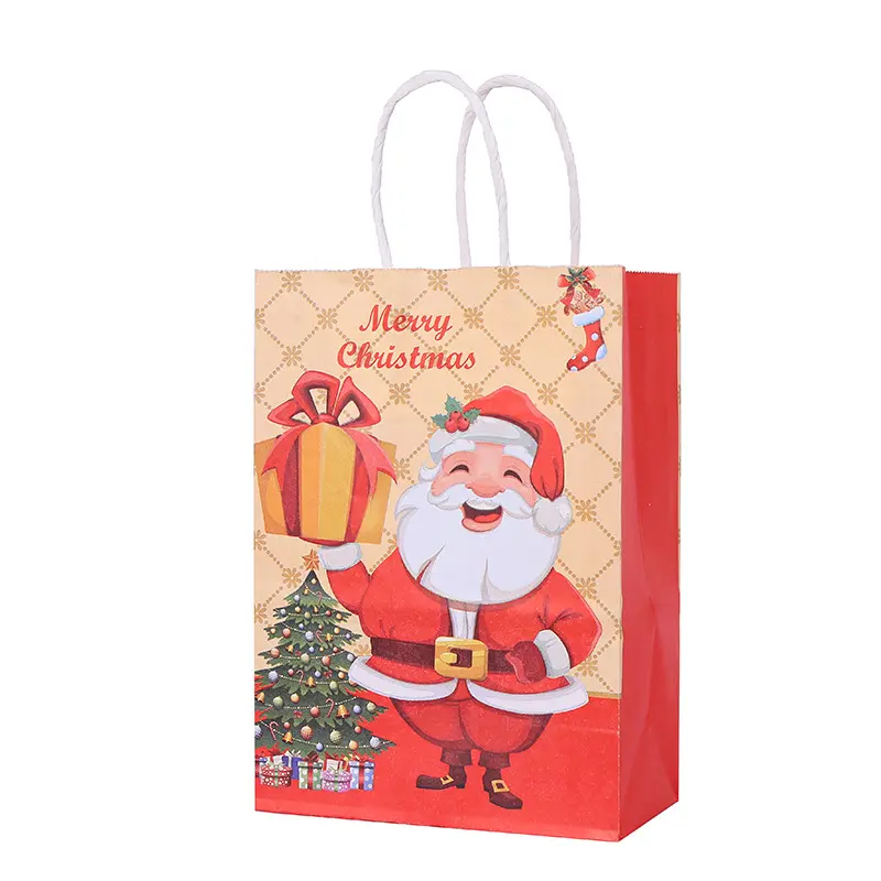 工場直販クリスマスカスタム印刷ギフトバッグクラフトショッピング紙包装袋製造コーティングされた高級バッグ