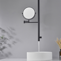 Robinet de lavabo mural moderne en laiton noir, monocommande, monotrou, avec cartouche céramique, style miroir