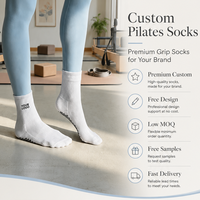 Chaussettes de yoga et de Pilates antidérapantes pour femmes, mi-mollet, pour sports d'intérieur, fitness, avec grip, respirantes, personnalisables avec logo