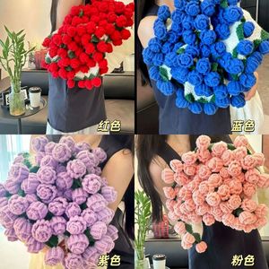 Crocheted Rose Bouquet <b>Blanket</b> 22 33 52 99 Roses Valentine's Day Gift Autumn Winter <b>Woolen</b> Air Conditioning Shawl - Product Image 2