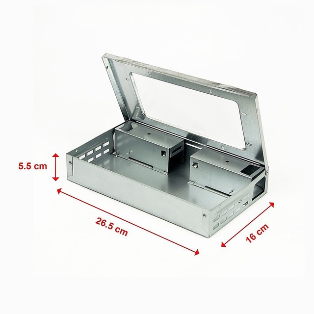 Solid Steel Eco-Friendly Silver Live Rat Bait Station Humane Mole Mouse Trap Multi-Catch Rodent Control Box Accessory