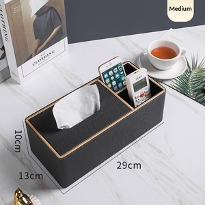 Lüks Deri Mendil Kutusu Çok Fonksiyonlu Uzaktan Kumanda Saklama Bölmesi Sehpa Oturma Odası Yatak Odası İnce Model - Product Image 2