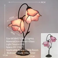 Lampu atap kamar tidur ruang tamu kreativitas Mediterania lampu belajar Villa Hotel lampu meja bunga pedesaan Amerika PLLY