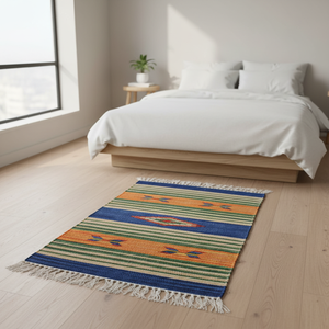 Tapis moderne en coton 100% tissé à la main, lavable, à poils moyens - Product Image 2