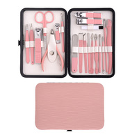 Ensemble de manucure et pédicure en acier inoxydable 10 pièces avec logo personnalisé et coupe-ongles roses pour le soin des pieds