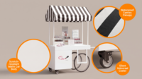 Kiosque mobile extérieur LED écologique pour la présentation de cosmétiques et de parfums avec auvent |   Stand de beauté personnalisé pour marché de rue