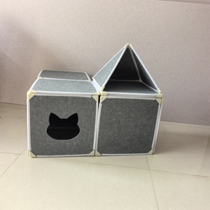 <span class=keywords><strong>Cave</strong></span> et tente pour chat en feutre extensible à faire soi-même, design modulaire, amovible, lavable, structure de jeu pour animaux de compagnie - Product Image 6