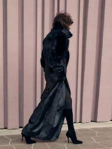 เสื้อโค้ทขนเฟอร์เทียมหรูหราสไตล์ Anja Rubik - ความยาวปานกลาง ดีไซน์ขนแกะเทียม คอปกแบบผ้าคลุมไหล่และคอปกขนาดใหญ่ - Product Image 3