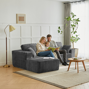 Divano Letto Modulare a L di Alta Qualità, Moderno, Componibile, <span class=keywords><strong>Verde</strong></span>, per Soggiorno di Appartamento, in Tessuto Chenille - Product Image 3