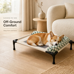 Lit surélevé respirant en maille pour animaux de compagnie, idéal pour l'été, avec coussin moelleux pour chats et chiens - Product Image 1