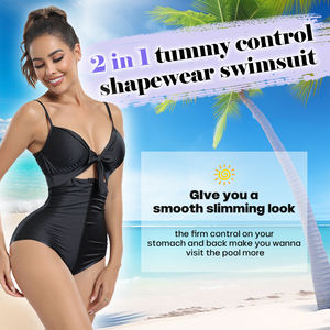 Traje de Baño Moldeador de Cuerpo para <span class=keywords><strong>Mujer</strong></span>, Bikini con Escote en V, Control de Abdomen, Levanta Glúteos, Adelgaza la Espalda y la Cintura - Product Image 6