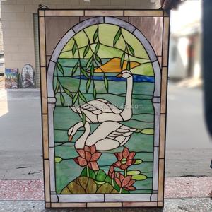 Panneau de vitrail Tiffany en verre massif de 50*80 CM, épaisseur 5mm, motif oie personnalisé, pour salle à manger, à suspendre, pour la lumière du soleil, vente en gros - Product Image 1