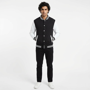 Chaqueta Varsity de Algodón Tejido Transpirable para Hombre y Mujer 2026, con Logotipo Frontal y Manga de Cuero para Invierno, Hecha en Pakistán - Product Image 1