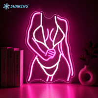 Enseigne LED Néon Flexible Rose Lumineuse en Forme de Silhouette de Femme en Bikini pour Décoration Murale de Bar, Pub, Boîte de Nuit
