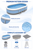 Piscine hors sol ovale en acier de 5,4x3,02x1,22m pour jardin familial, grande piscine hors sol pour l'extérieur, vente en gros