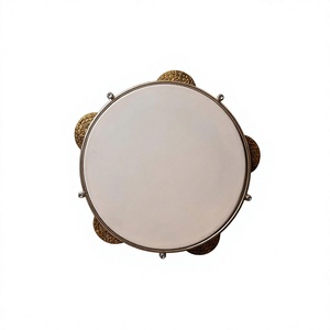 Gawharet El Fan 9" Profesional Riq con incrustaciones de nácar para Percusión de Pandereta Árabe, 5 Pares de Jingles de Doble Fila (Regular) - Product Image 2