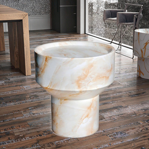 Table basse ronde en marbre de designer avec finition en pierre de qualité supérieure pour les espaces de vie haut de gamme - Product Image 1