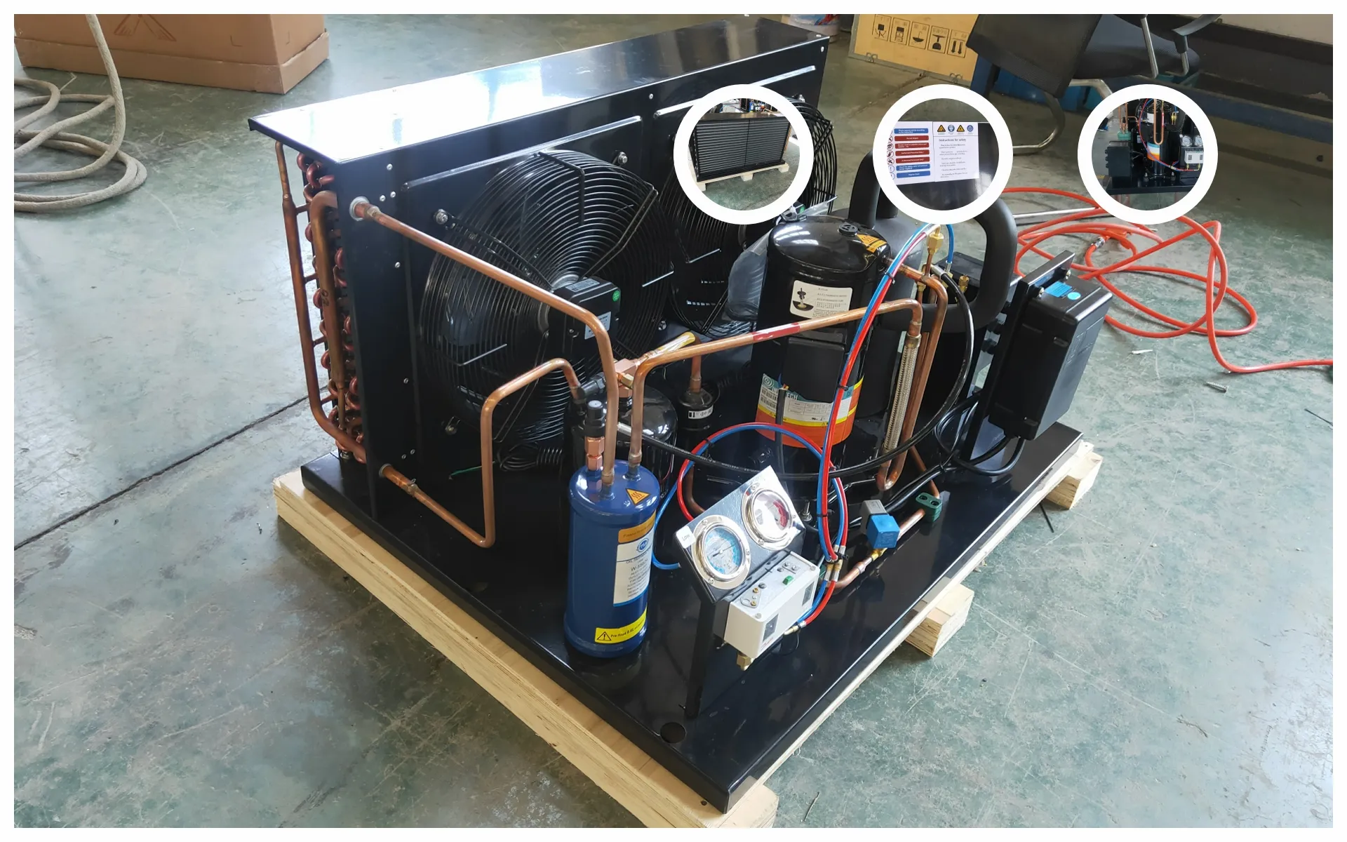 EMTHファクトリーウォークインクーラー冷凍ユニットYM70スクロールコンプレッサー4 HP 5 hpコンデンサーユニットと冷蔵室用エバポレーター