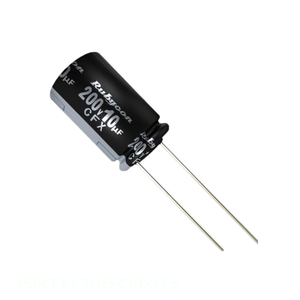 Condensateur radial en aluminium 3,3 µF 20 % 450 V, canal fabricant, à travers trou, 3,3 uF 450CFX3.3MEFC10X12.5 - Product Image 1