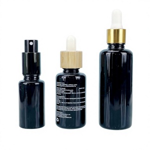 Wholesale Custom Logo Black UV Lightproof Boston <b>Glass</b> <b>Bottles</b>, <b>Empty</b> Cosmetic <b>Glass</b> Vials with Pump, Dropper & Fine Mist Spray - Product Image 4
