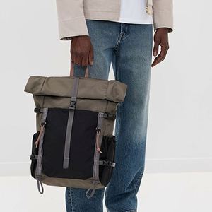 Custom Nylon Rolltop <b>Backpack</b> Casual Travel Zipper Daypack Unisex Letter Pattern Waterproof Laptop Rucksack Outdoor Hiking - Product Image 1