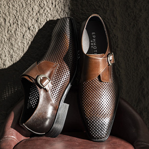 Chaussures formelles respirantes luxueuses et à la mode pour hommes avec un design confortable et des boucles réglables-chaussures de mariage - Product Image 5