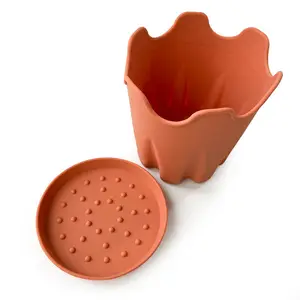 Eco-Friendly Colorful Fashon Bottom Watering Flowerpot with Multiple Drainage Holes Silicone Pots for Plants