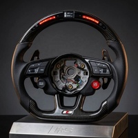 Volant en fibre de carbone à 3 branches avec LED pour Audi A3/A4/A5/A6/A7/A8/S3/S4/S6/S7/RS3/RS4/RS5/RS6/RS7/TT/Q3, personnalisé et modifié