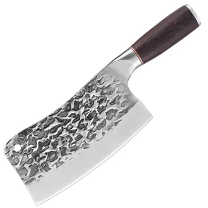 Wenge ahşap kolu ile 7 inç Cleaver bıçak yüksek karbon çelik kemik kesme mutfak şef bıçağı kasap bıçakları